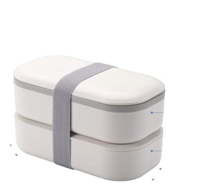 China UV Printing Double Layer Customized Plastic Bento Lunch Box with Divider and Cutlery for sale