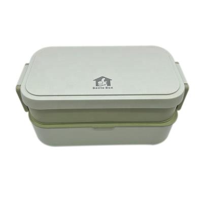 China Eco-Friendly Bamboo Fiber Rectangle Lunch Box with Soup Container and Reusable Cutlery Set for sale