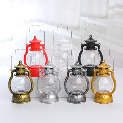 China Retro small plastic Christmas kerosene lamp, electronic candle lamp, LED pony lantern, creative decoration, gift wind lamp for sale