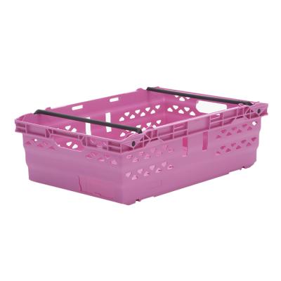 China Viable Stackable Vented Mesh Fruit Packaging Plastic Crate Turnover Fruit Basket Container Box for sale