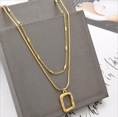 China Vintage Double layered necklace for women trendy autumn and winter collarbone chain, new stainless steel long sweater accessory chain for sale