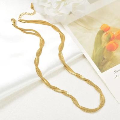 China CLASSIC Design a two strand braided fishbone shaped stainless steel braided blade bracelet necklace with a collarbone chain for sale