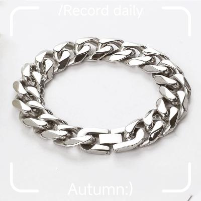 China Punk Hot selling couple grinding six sided bracelet, European and American titanium steel bracelet, personalized Cuban chain, ins tre for sale