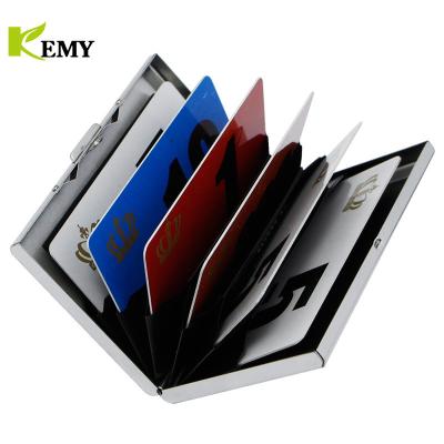 China Vintage Fashion Card Holders Men Women Aluminum Antimagnetic Metal Whip Rfid Credit Card Business Card Holders Organizer Purse Walle for sale