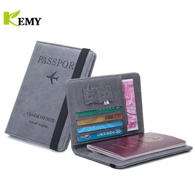 China KEMY High Quality Men Women Vintage Business Passport Covers Holder ID Bank Card PU Wallet Case Multifunctional Leather Travel Accessories for sale