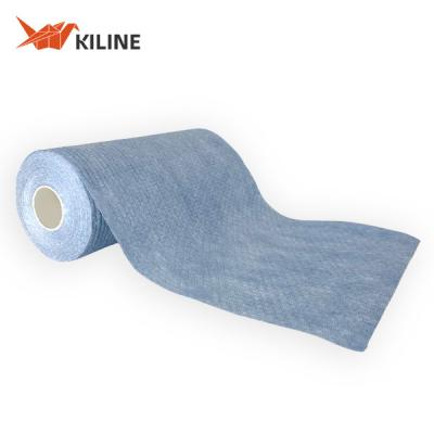 China Wood Pulp PP Rolled Disposable Wiping Cloth Blue Color Cleaning Towels Customized for sale