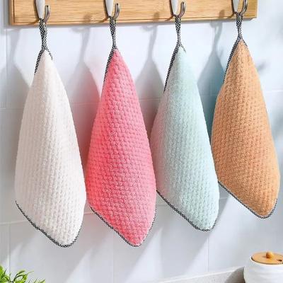 China KILINE Kitchen Absorbent Scouring Pad Daily Dish Towel Non-stick Oil Thickened Table Microfiber Cleaning Cloth for sale