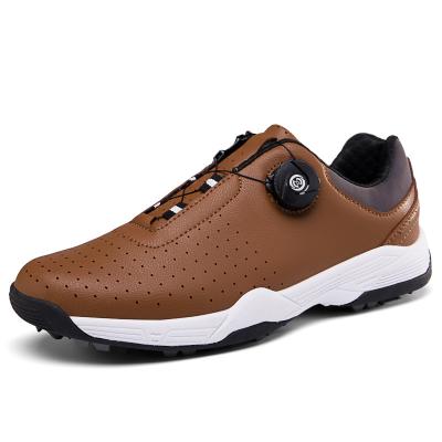 China Memory Foam High Quality Microfiber Leather Breathable Comfort Professional Men's Golf Shoes Drop Shipping With Spinning Joy Lace for sale