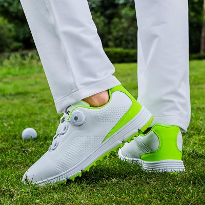 China Memory Foam Drop Shipping Men's High Quality Microfiber Leather Comfort Professional Golf Waterproof Shoes With Spinning Joy Lace for sale