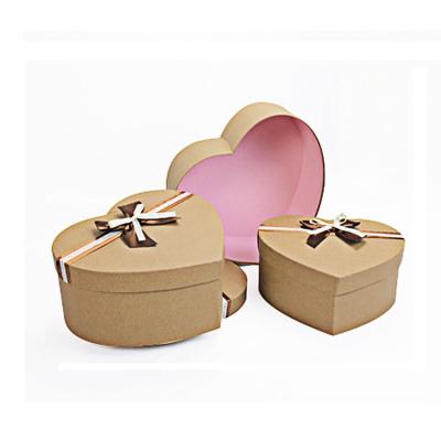 China Recyclable Custom Double Yarn Peach Heart Bow Ribbon Shaped Heart Shaped Floral Gift Packaging Box for sale