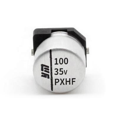 China Power Supply YMIN 35V Low ESR SMD Type LED Voltage 100microfarad Aluminum Electrolytic Capacitor for sale