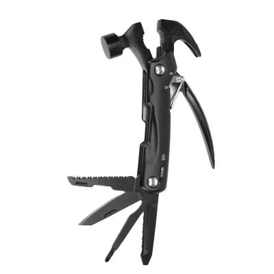 China Outdoor Nail Hammer All Black Multi Tool Pliers Hammer Survival Tool Outdoor Camping Hammer for sale