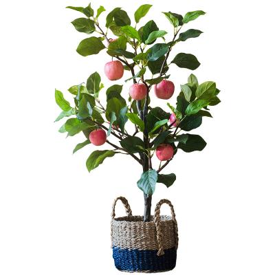 China Home Large Artificial Potted Bonsai Fruit Tree Ornaments Potted Artificial Apple Tree Gift Decoration Hotel Indoor Plant for sale