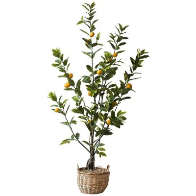 China Other Home Artificial Potted Lemon Tree Bonsai Tree Plants Large Decorative Artificial Plant for sale