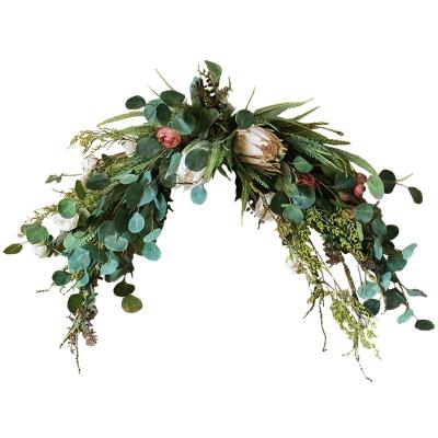 China Party simulation artificial flower green plant leaf garland wedding wall decoration flower for sale