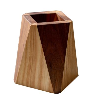 China Other Color Matching High-end Exquisite Desktop Storage Box Holder Solid Wood Pen Holder for sale