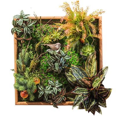 China Other Indoor Artificial Plant Wall Wooden Frame Decorative Artificial Plant Wall for sale