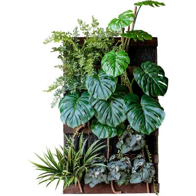 China Artificial plants and flowers decoration indoor artificial succulent fern wall frame flower wall green plants decoration for sale