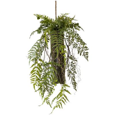 China Modern Artificial Hanging Plant Boston Plastic Artificial Fern Leaf Plants Hanging Basket of Fern Grass Green Wall Decoration for sale