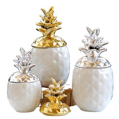 China Resin Pineapple Fruit Shape Home Storage Candy Jar Decorative Stocked Jar for sale