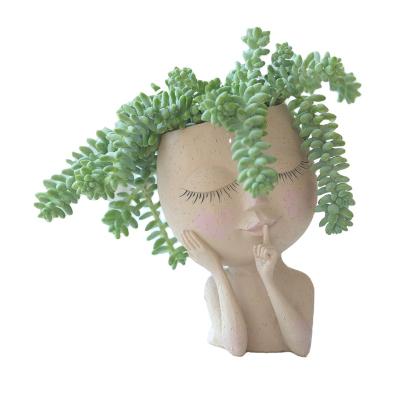 China Minimalist Girls Face Head Flower Planter Container Garden Decor Tabletop Ornament mothers gift for sale