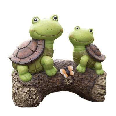 China Europe garden statue turtles figurine animal sculpt solar led lights decorations garden light for sale