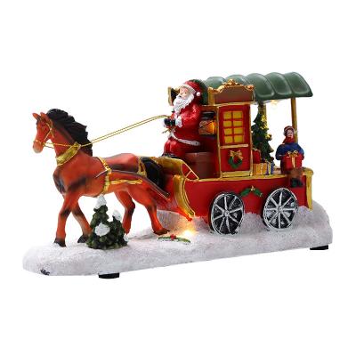 China Europe Resin Gift Christmas Carriage Shine And Have Music Santa Brings Presents Christmas Gift Resin Crafts for sale