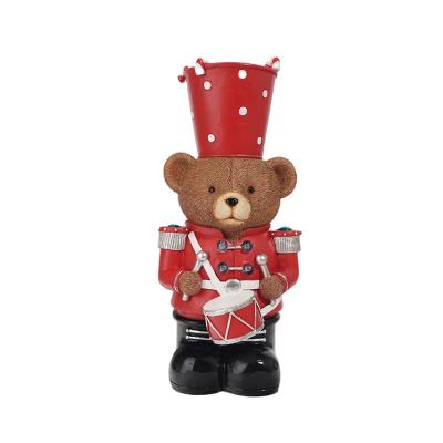 China Violent Europe Bear Christmas Decoration Milk Teacup Drum Teddy Bear Parlor Resin Craft Ornaments for sale