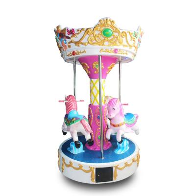 China 2022 Hot Selling Plush 3 Player Mini Carousel Rides Kids Games Coin Operated Merry Kids Go Round For Amusement Park Game Center for sale