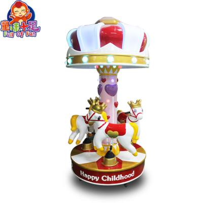 China 2022 Hot Selling Vinyl 3 Person Horse Carousel Kiddie Rides Buy Amusement Rides Make Up/Token Games For Kids Toys For Play Center Kids for sale