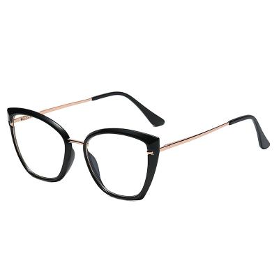 China Cat-eyevintage style JHEYEWEAR fashion ray glasses tr90 blue frame spring fashionable ladies women anti hinges blue light blocking glasses for sale