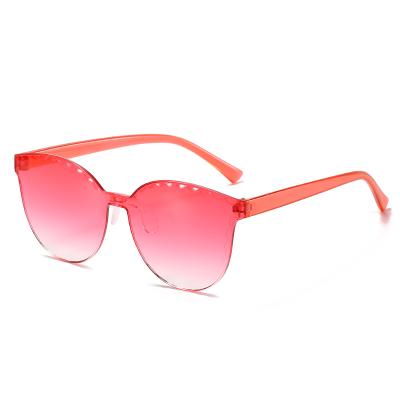 China One Piece Candy Colored Rimless Shades Fashion Sunglasses JHEYEWEAR Fashion Pink Lens Sunglasses for sale