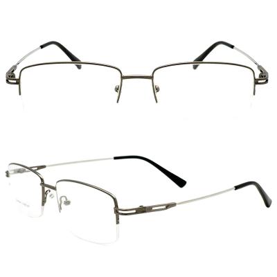 China SHANGHAI JHEYEWEAR Half-Rim Half-Rimmed Memory Retro Flexible Metal Marcos Opticos Optical Frame for sale