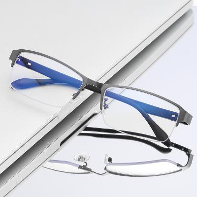 China New Fashionable Design Jheyewear Business Men Rimless Simple Latest Vintage Blue Light Half Blocking Glass Optical Frame for sale