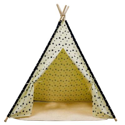 China Soft Toy Soft Kids Teepee Tent Kids Play Indoor Plush Mat Teepee Wooden Bed Kids Indian Tent for sale