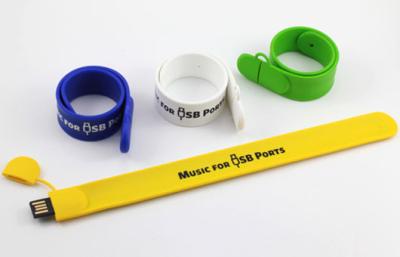 China Large Capacity Slap Bracelet USB Flash Drive Yellow Hi-Speed USB 2.0 for sale