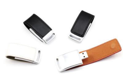 China USB 2.0 Leather USB Flash Drive / USB Storage Device Shock Resistance for sale