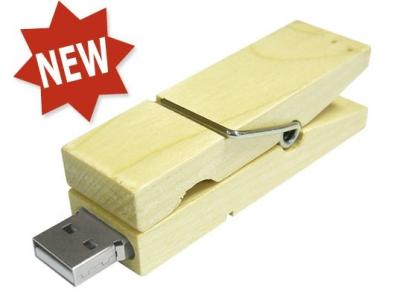 China Storage 32G Bamboo USB Flash Drive Memory Stick Clothespin Shaped for sale