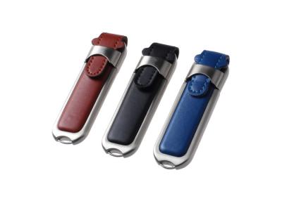 China Personalized Swivel Leather USB Flash Drive 2GB Large Capacity Embossed for sale