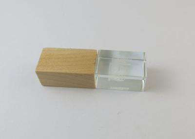 China Customizable Wood And Crystal Usb Flash Drive / 128 Gig Crystal Thumb Drive for sale