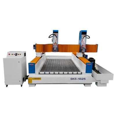 Cina Hotels 1325 CNC Router Stone Machine CNC Working Stone Carving Router Machinery Tombstone Engraver with Double Heads in vendita