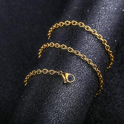 China Wholesale Chain Necklace E-Co Friendly For Mens Womens Real 18K Gold Plated Stainless Steel Figaro Chains for sale