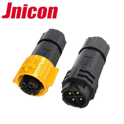 China Jnicon M19 20amp IP67 Yellow Lock Ring Power 4pin Automotive Waterproof Connector For Battery for sale