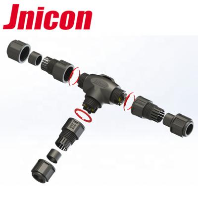 China Jnicon 3 Pin T Intersection Waterpoof Screw Connection Automotive 3 Way T Connector for sale