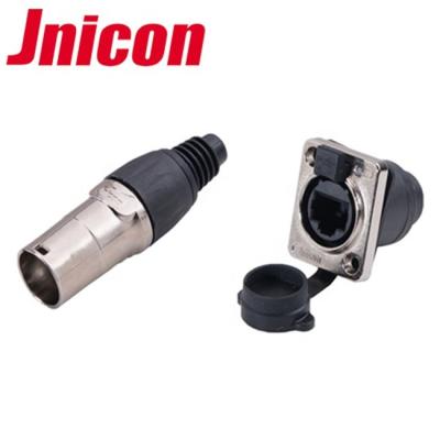 China Ethernet Jnicon Waterproof IP65 8 Pin RJ45 Connector Panel Mount Male Female Connector for sale