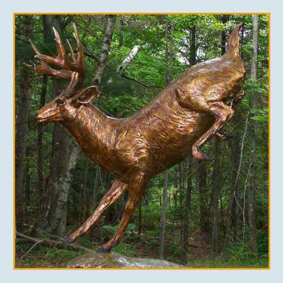 China Wholesale Art Sculpture Decoration Europe Yard Life Size Bronze Metal Deer Statue for sale