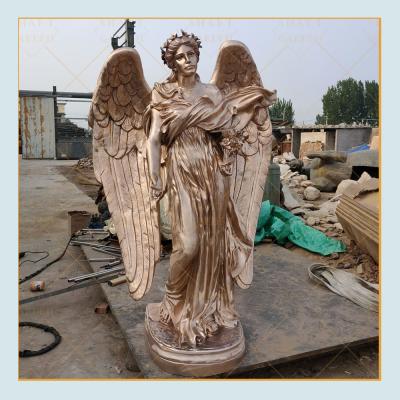 China Europe Wholesale Outdoor Monument Life Size Memorial Bronze Statue Angel Wing Decorative Statue for sale