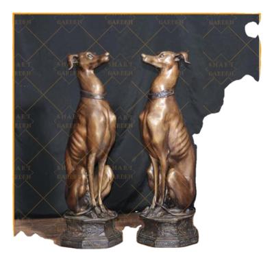 China Europe Home Decorative Antique Bronze Resting Life Size Greyhound Dog Statue For Sale for sale