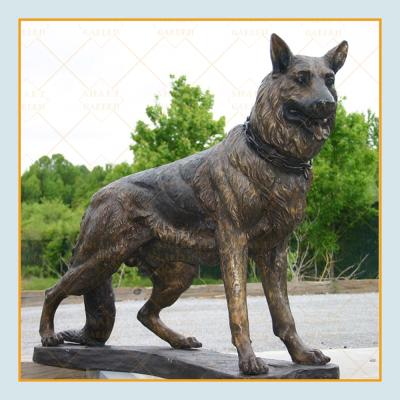 China Europe Lost Decorative Wax Casting Garden German Shepherd Dog Bronze Animal Statue for sale