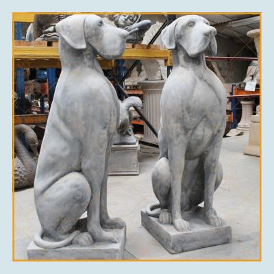 China Home Door Decorative Life Size Animal Sculpture Decorative Antique Bronze White Dog Sitting Statue From Europe for sale